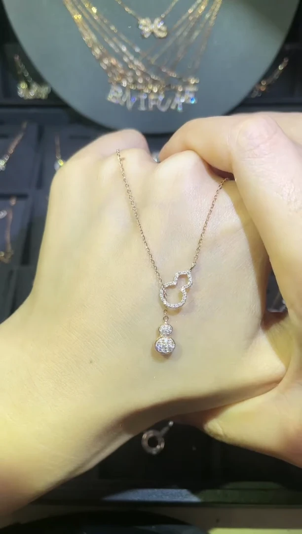 【闪购商品】钻石套链18K金镶嵌18K金玫  多人  葫芦