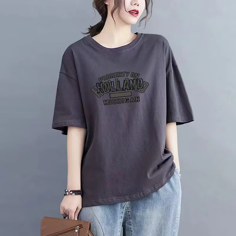 清仓捡漏~纯棉圆领短袖t恤女夏季新款宽松大码外穿休闲百搭上衣女