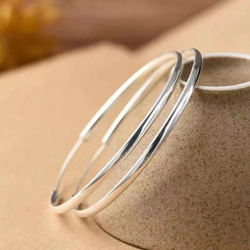 铜合金耳饰 纯银针大耳圈 防过敏纯银耳环气质素圈银耳圈光面耳饰