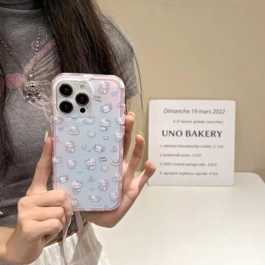 满屏趣味kitty高级感新款保护套男女情侣韩系苹果16Promax壳可爱