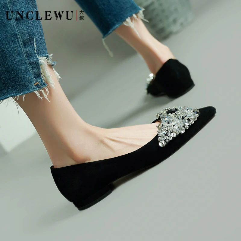 穿高跟鞋的吴大叔春新款百搭气质平底时尚尖头单鞋粗跟软底27-271