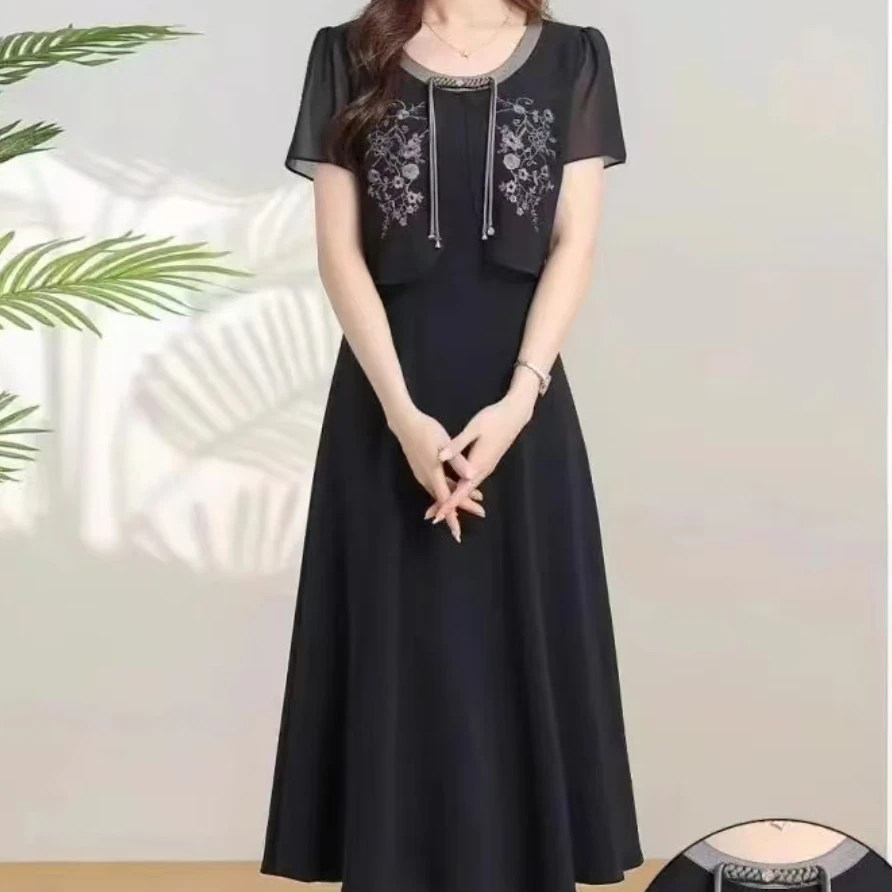【XY1173】夏装新款时尚收腰显瘦国风刺绣连衣裙