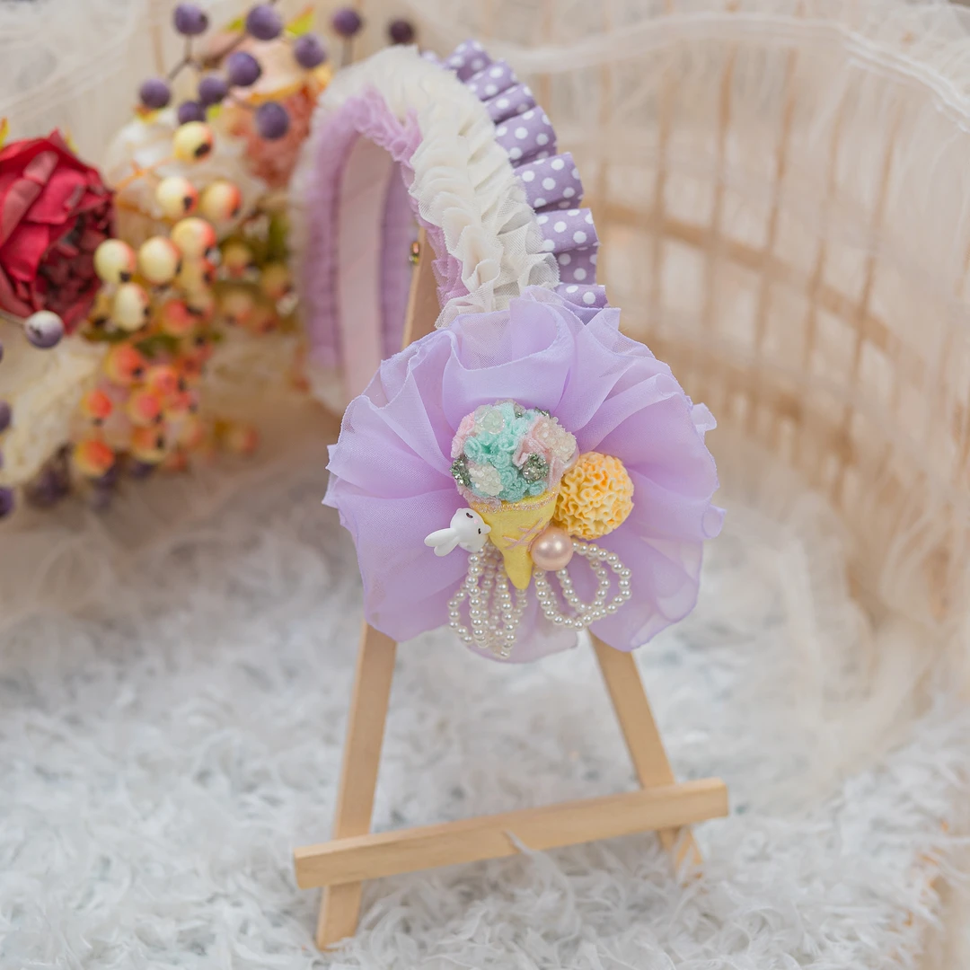 饰阿梁2778 甜筒兔发箍头饰儿童小女孩发夹发饰手工仙气可爱甜美