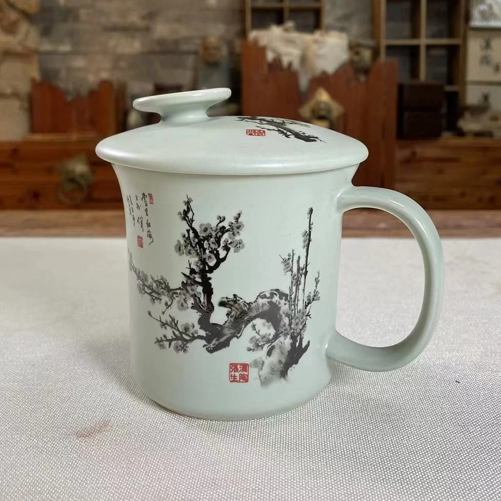 汝窑天青梅花闲情杯办公杯