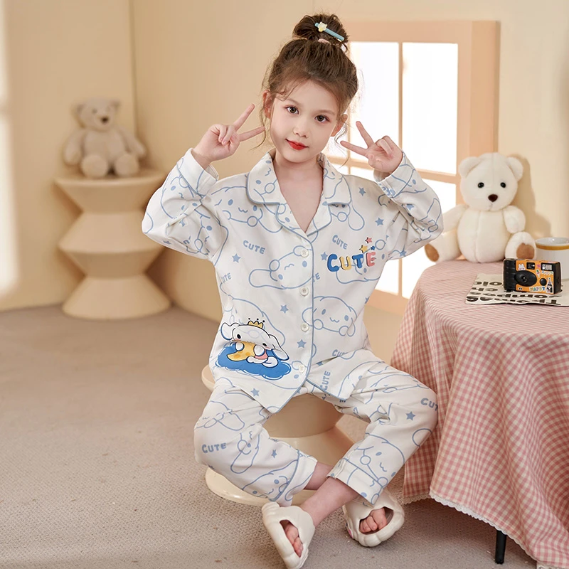 纯棉女童睡衣长袖秋冬季宝宝中大童全棉可爱套装儿童小女孩家居服