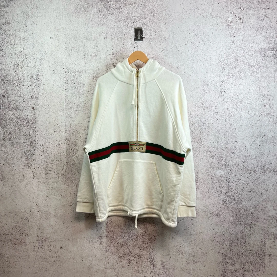 【全新】Gucci 迪士尼联名 米白色 半拉链帽衫卫衣 / L码