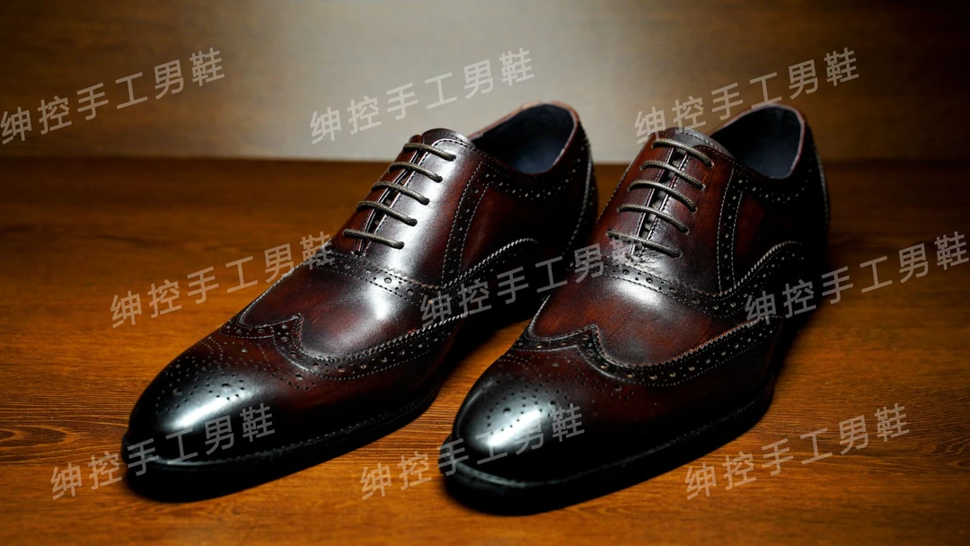 男士布洛克头层牛皮鞋真皮休闲商务绅装皮鞋正品中年透气男鞋