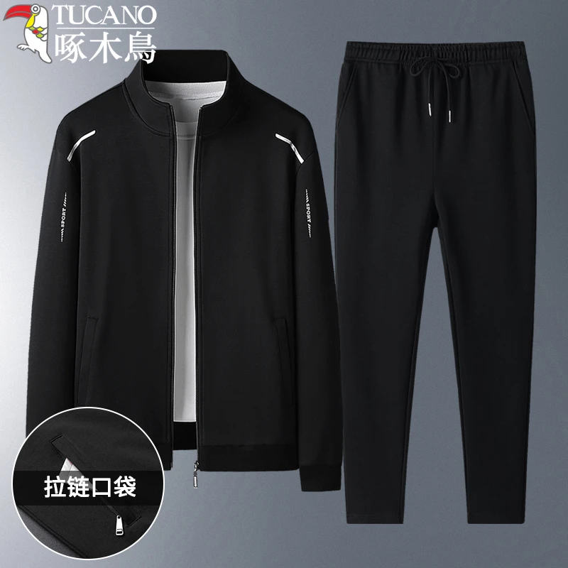 啄木鸟休闲运动套装男秋季韩版潮流休闲宽松卫衣长裤两件套秋装潮
