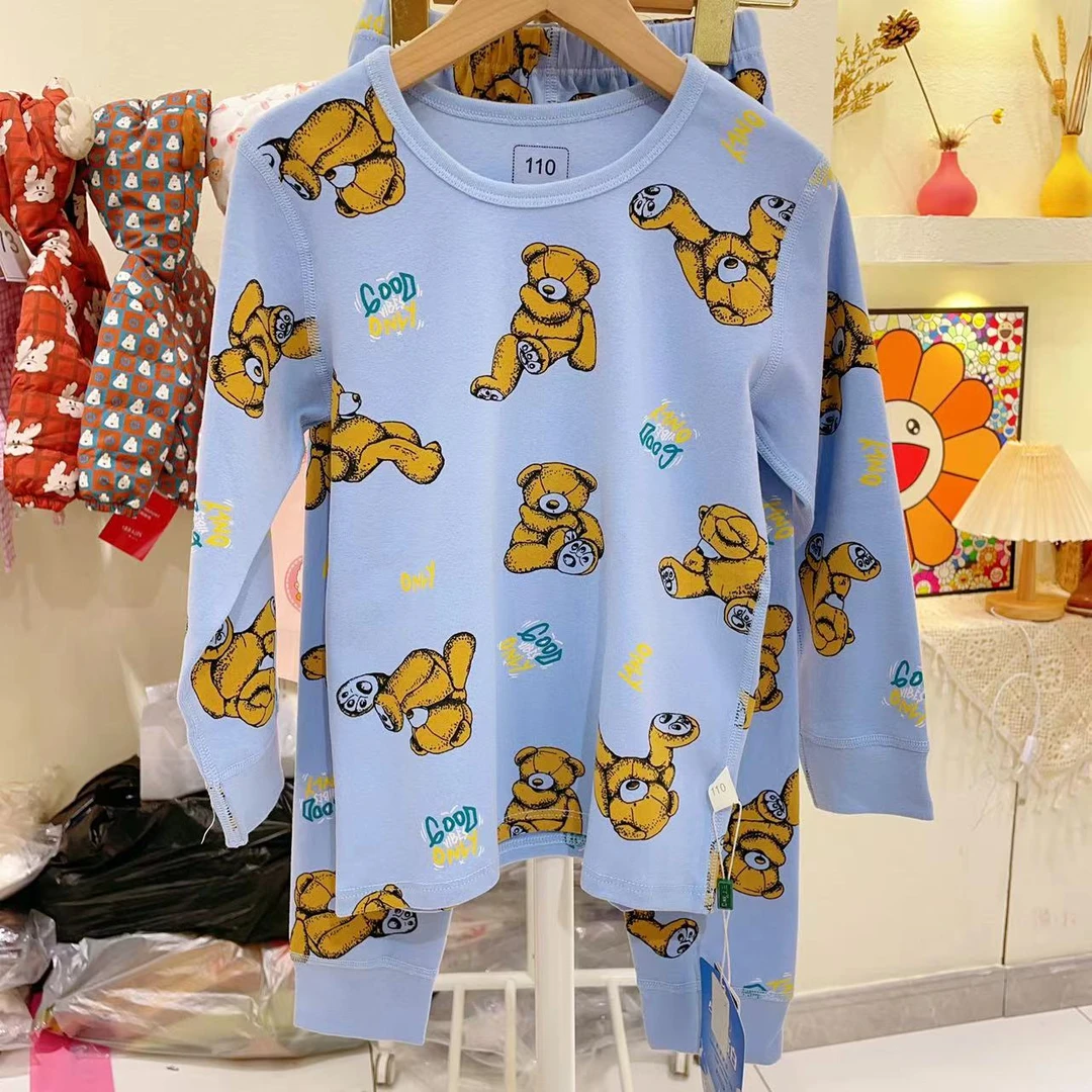 【新疆包邮】男童蓝色小熊图案家居服套装