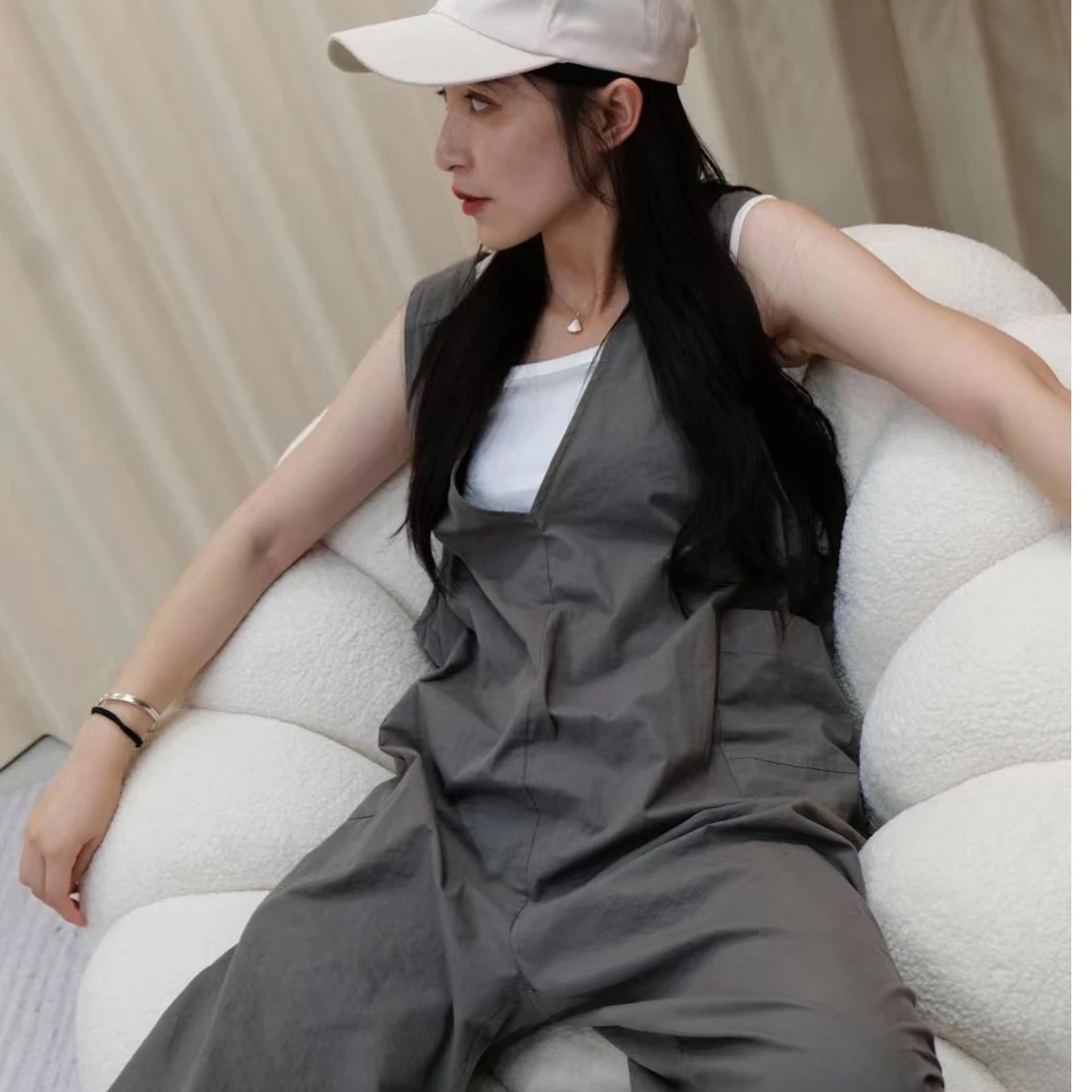 休闲裤背带裤女2024新款流行欧洲站宽松减龄夏季工装薄款连体裤