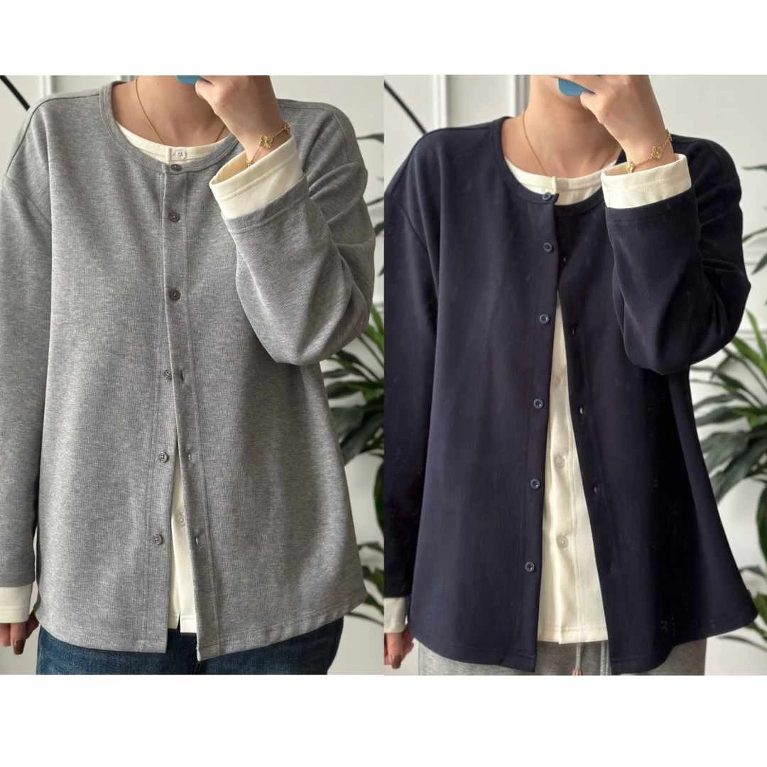 美亚恩NANA 慵懒风假两件卫衣双排扣可打开休闲百搭A0912