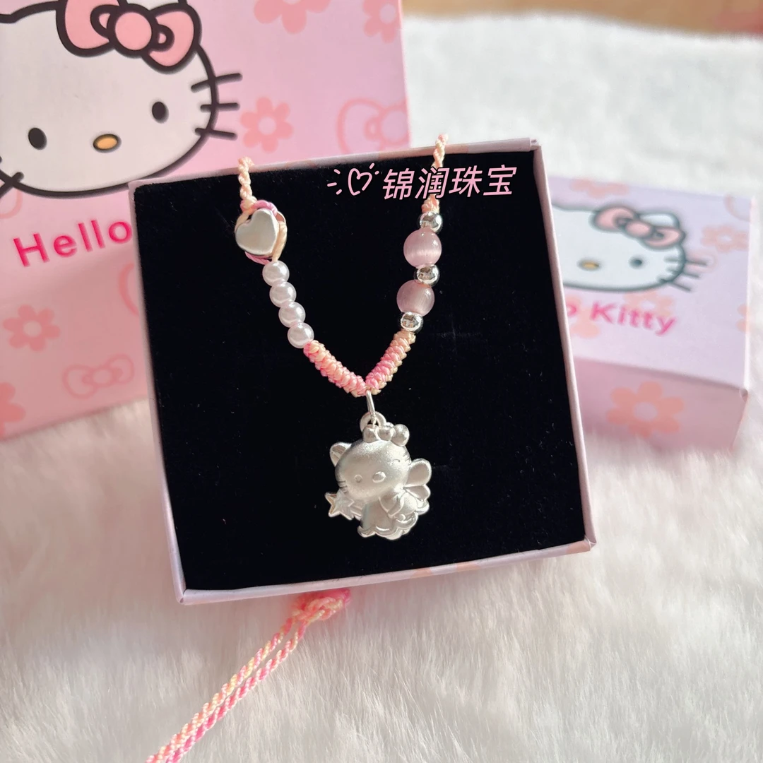吊坠足银 足银999魔法棒kt猫纯银项链凯蒂猫七夕送女友六一礼物