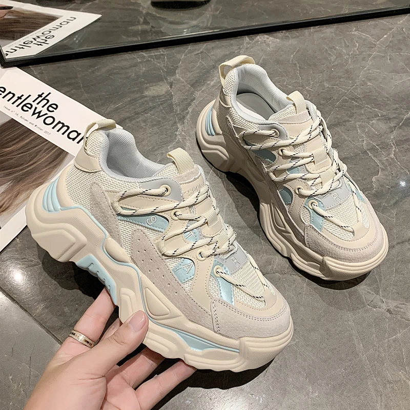 秋季时尚老爹鞋女ins韩版透气网面潮鞋百搭女鞋网红轻奢厚底鞋子