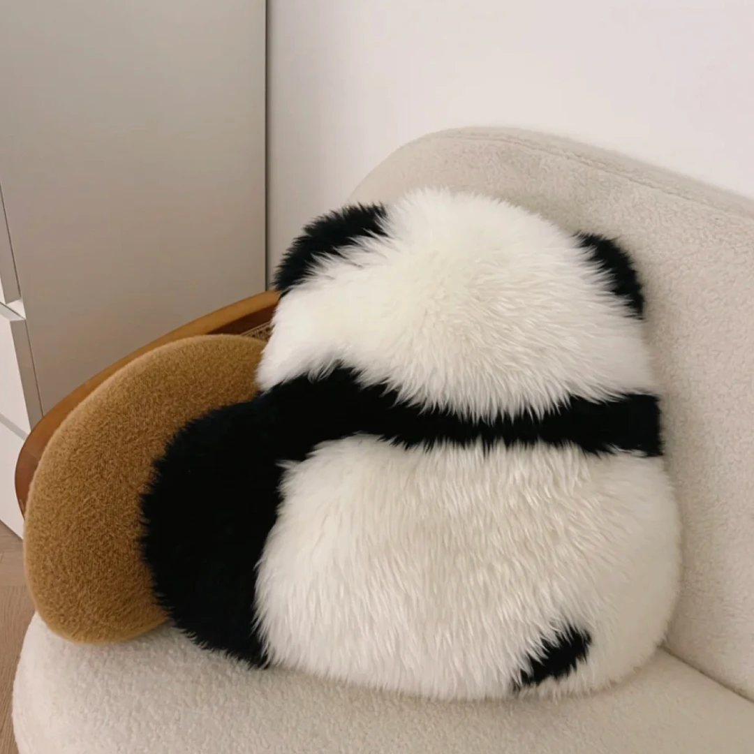 TEXDREAM澳洲羊毛黑白熊猫抱枕可爱飘窗网红沙发靠枕毛绒靠垫