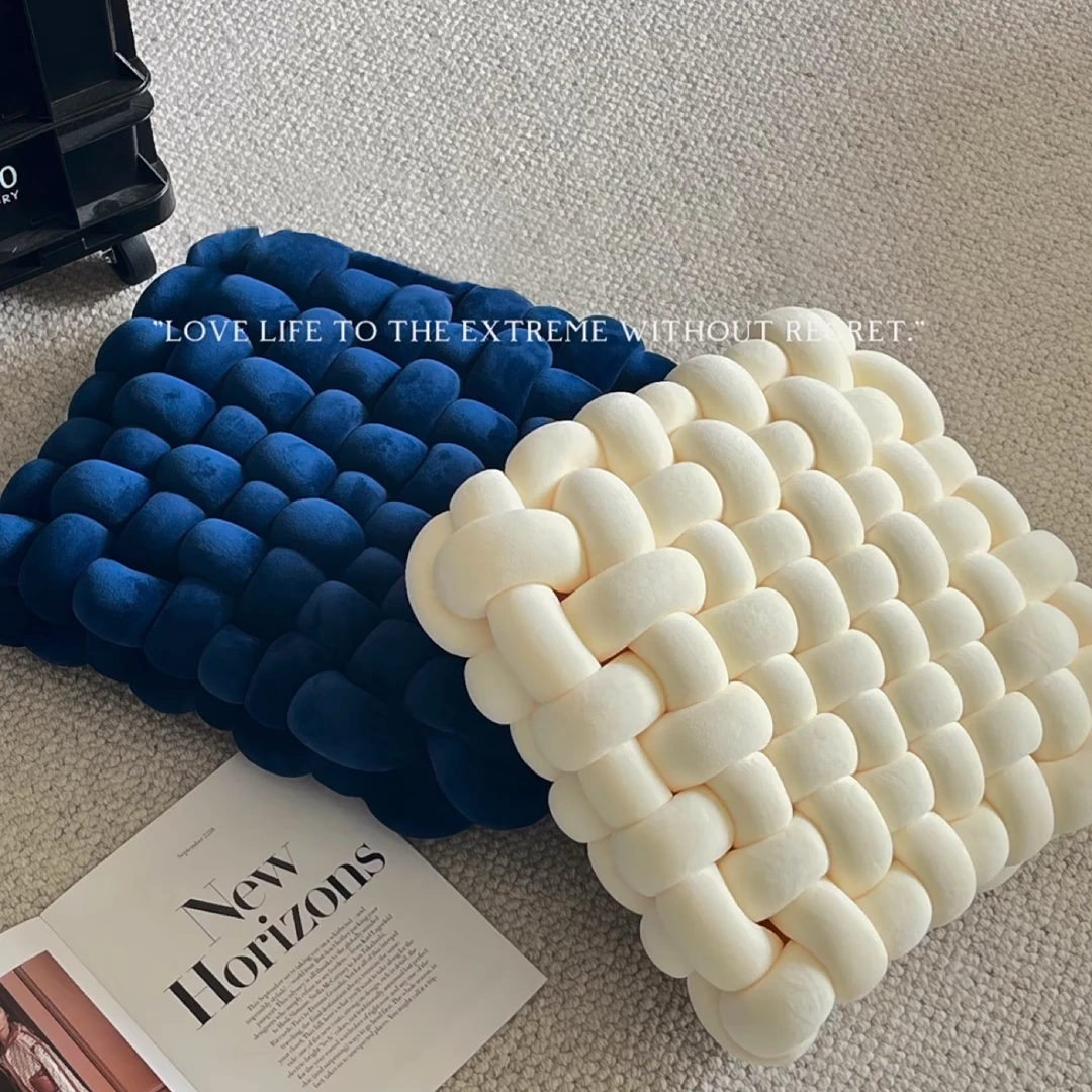 TEXDREAM手工编织坐垫 方形客厅简约抱枕靠垫现代可爱飘窗垫