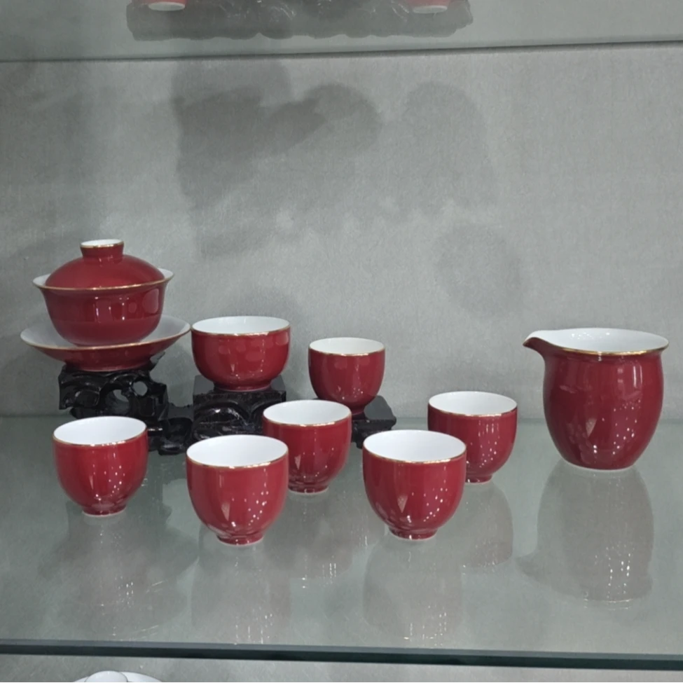 043景德镇千年博大玛瑙红茶具套装