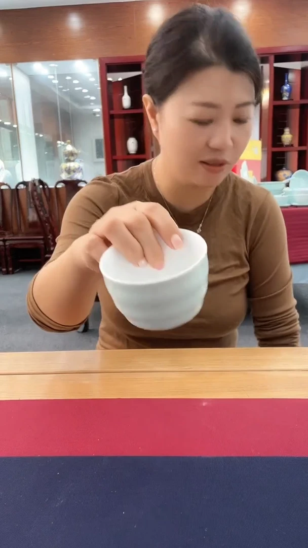 【闪购商品】杯景德镇千年博大影青竹节主人杯1只