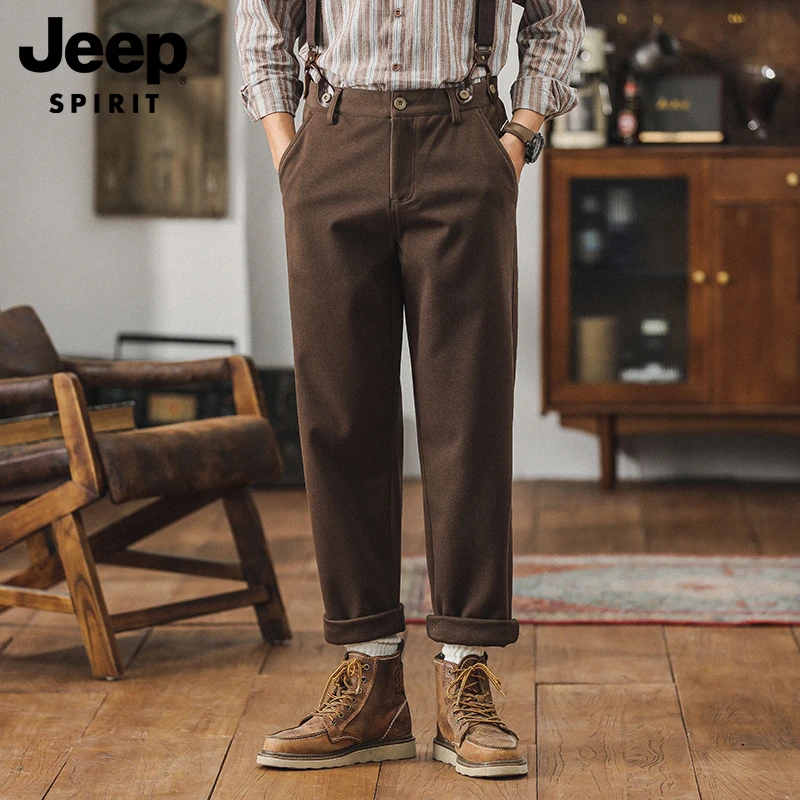 水洗秋季背带裤休闲裤立体剪裁宽松裤子秋冬日系阔腿潮流