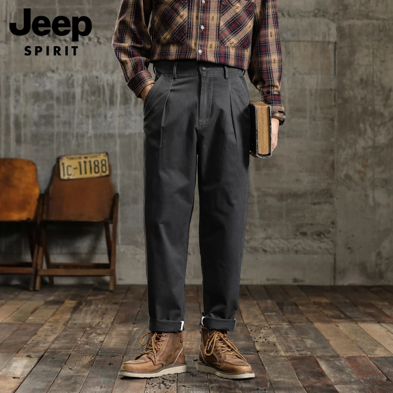 JEEPSPIRIT美式潮流宽松直筒休闲裤2024秋冬爆款百搭6383
