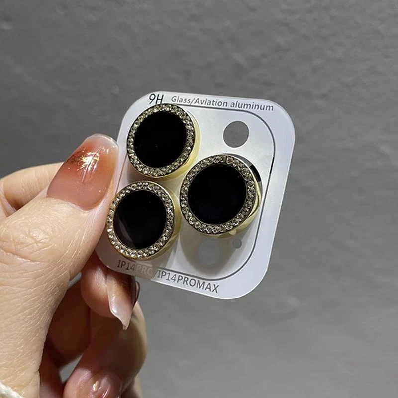适用苹果14promax手机镜头膜闪钻15镜头保护圈单个13后摄像头保护