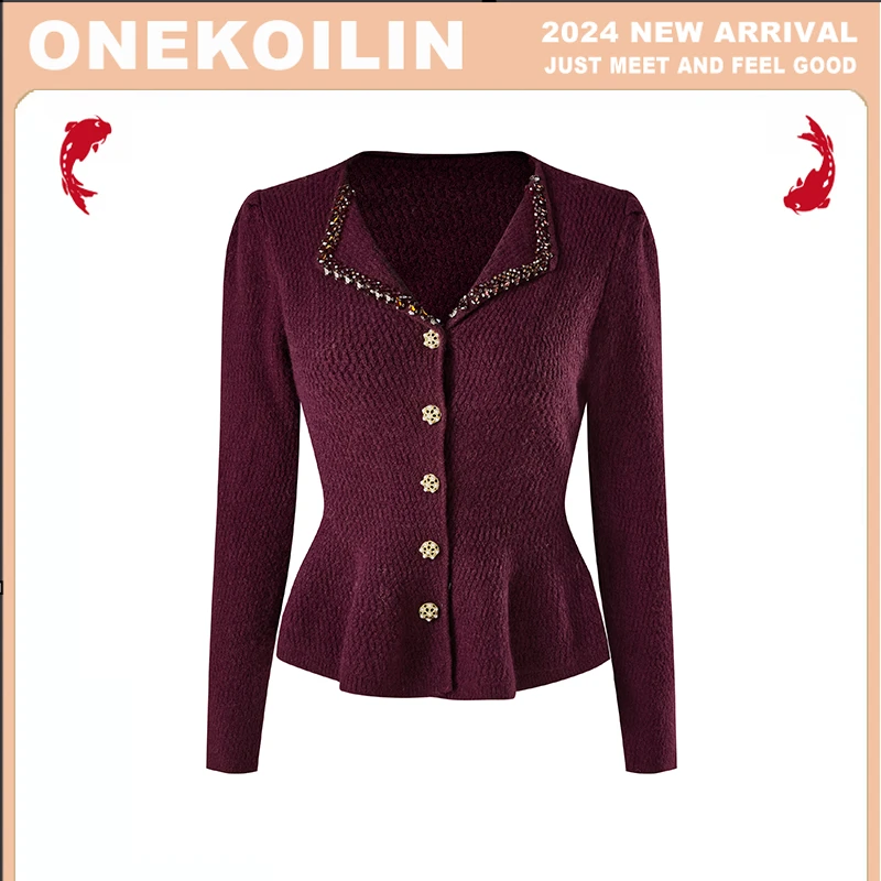 OneKoilin”微醺葡萄”裁片式显瘦水钻重工毛衣 WXPT