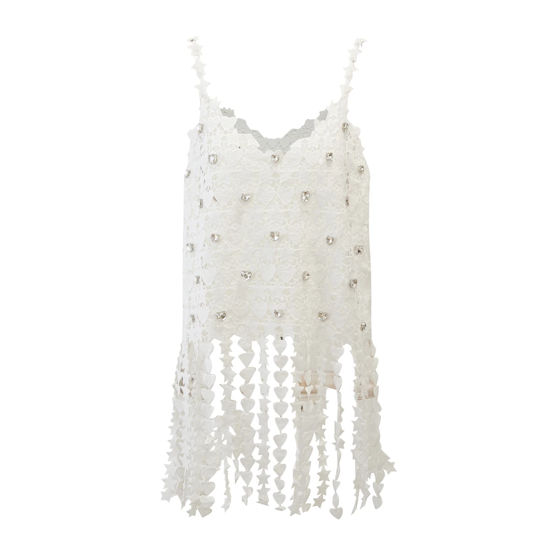 “high and ”叠搭进口机爱心立体刺绣流苏马甲 AXLSM