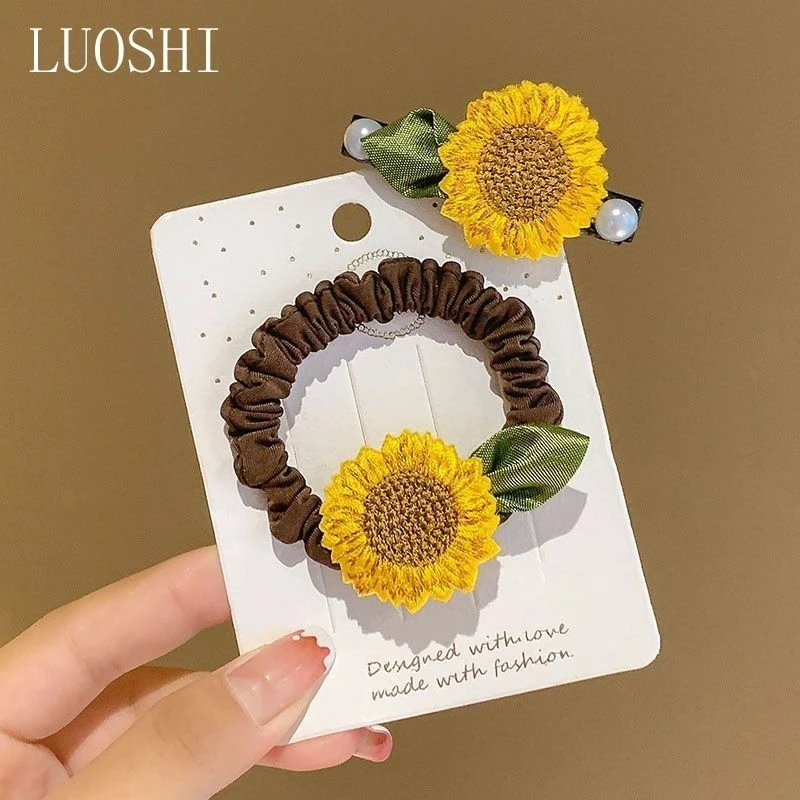 向日葵发圈2024年新款ins高级感气质花朵发绳皮筋女扎头头绳发饰