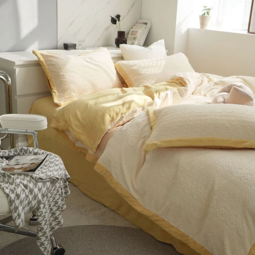 【毛衣纹】孤品念白牛奶绒床上用品床单被套枕套