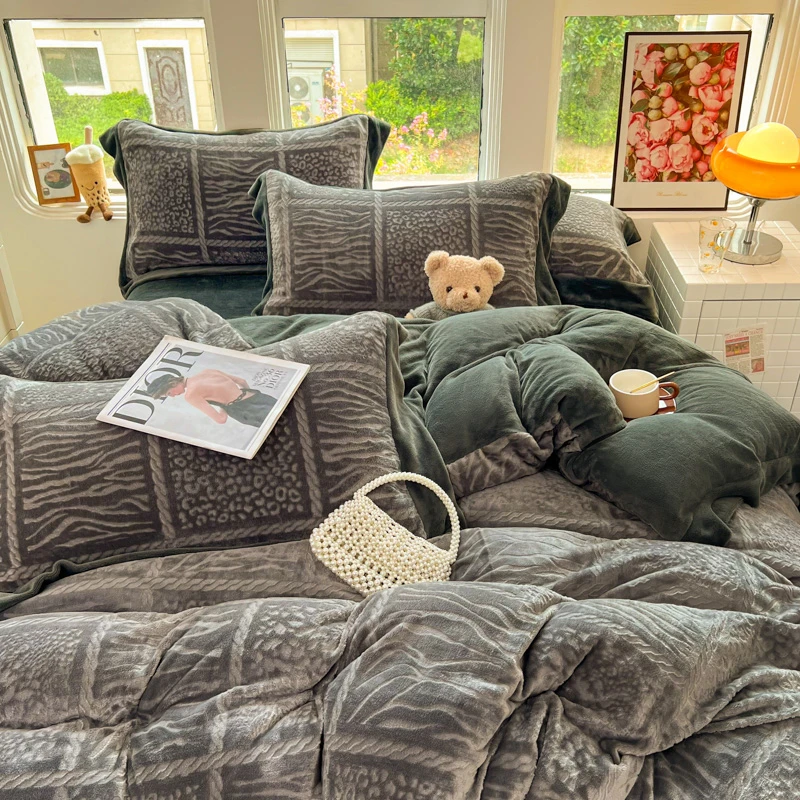 【米兰卡】巨保暖高克重加厚保暖绒牛奶绒床单床上用品被套四件套