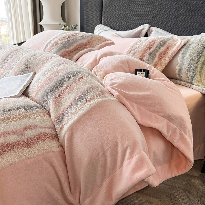 【水墨】加厚保暖绒高克重牛奶绒床单床上用品被套四件套