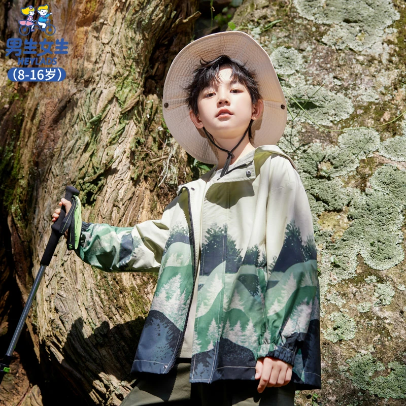 14028儿童春秋山系印花户外百搭男童宽松潮流外套NCJBJ14028*