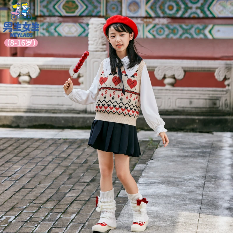 男生女生女大童秋季女孩洋气长袖套装NSSAJ14502T