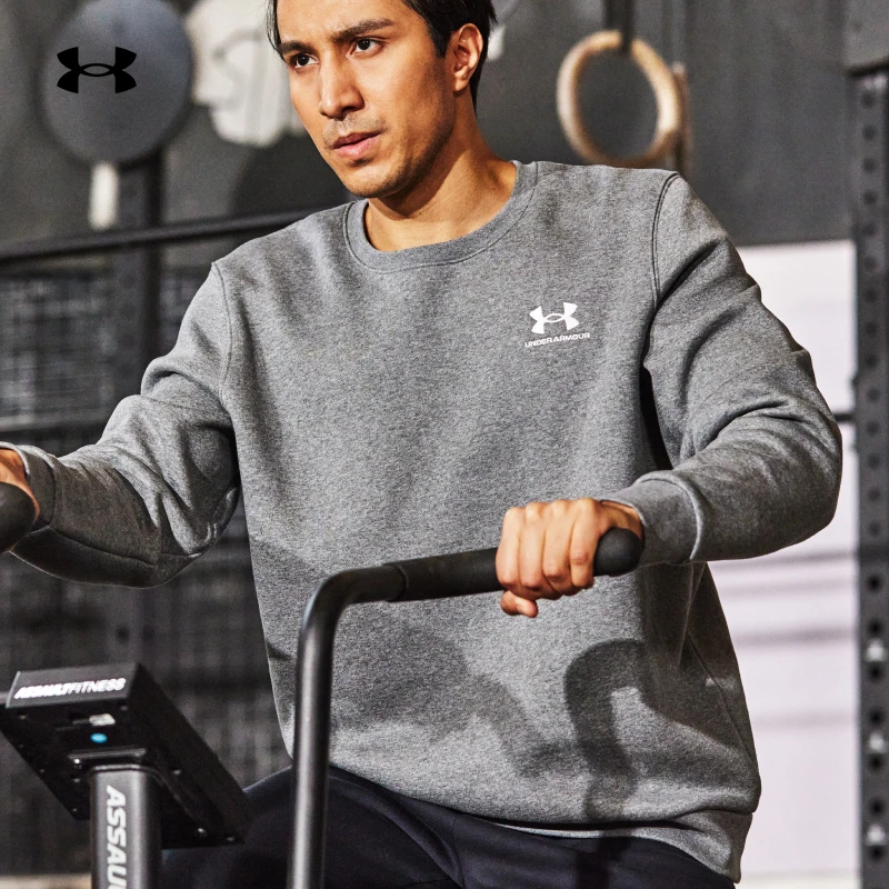 UA安德玛男士春冬加绒户外健身训练运动卫衣加厚圆领保暖长袖外套