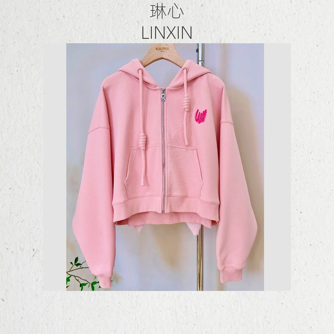琳心丨早秋时尚小众设计感刺绣兔耳连帽卫衣 8293