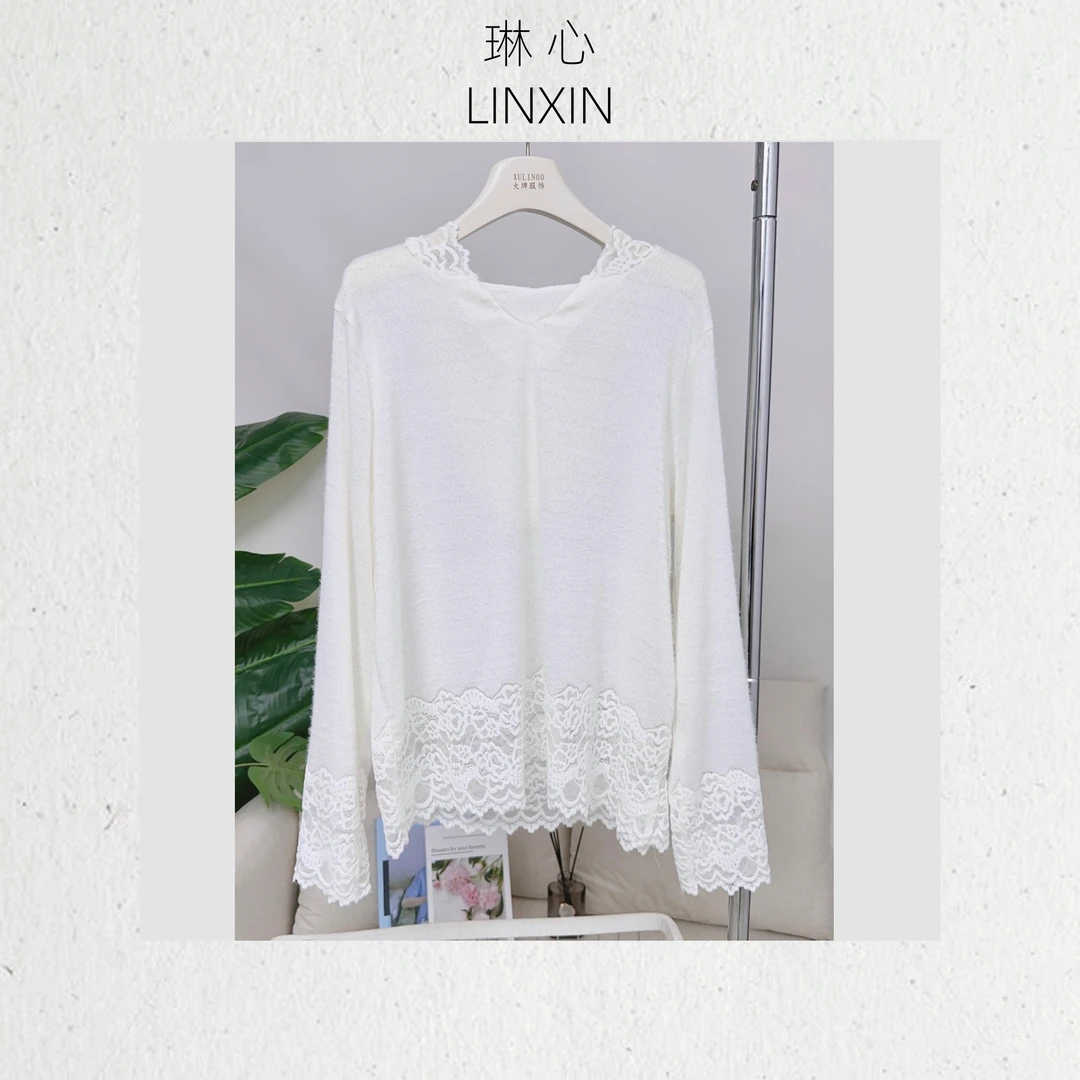 琳心秋冬气质百搭时尚休闲百搭套头连帽蕾丝打底QJR8888
