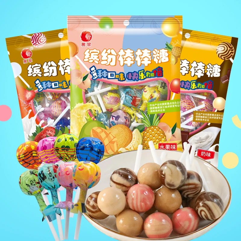 健康怪兽 缤纷儿童棒棒糖奶味水果味儿童视频糖果孩子吃喜糖