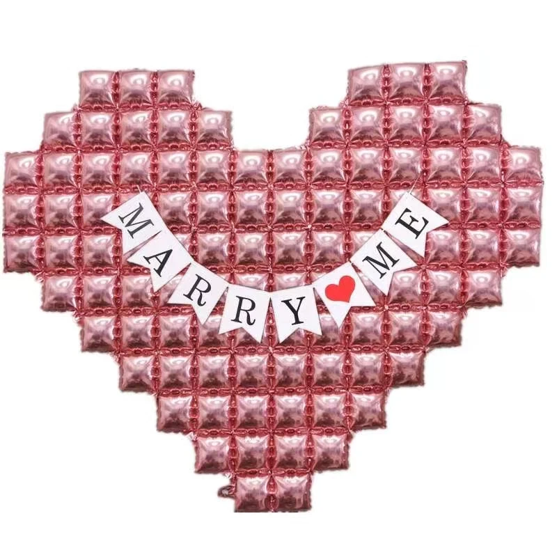 婚庆用品爱心形背景墙气球金银红粉色生日求婚表白情人节装饰布置