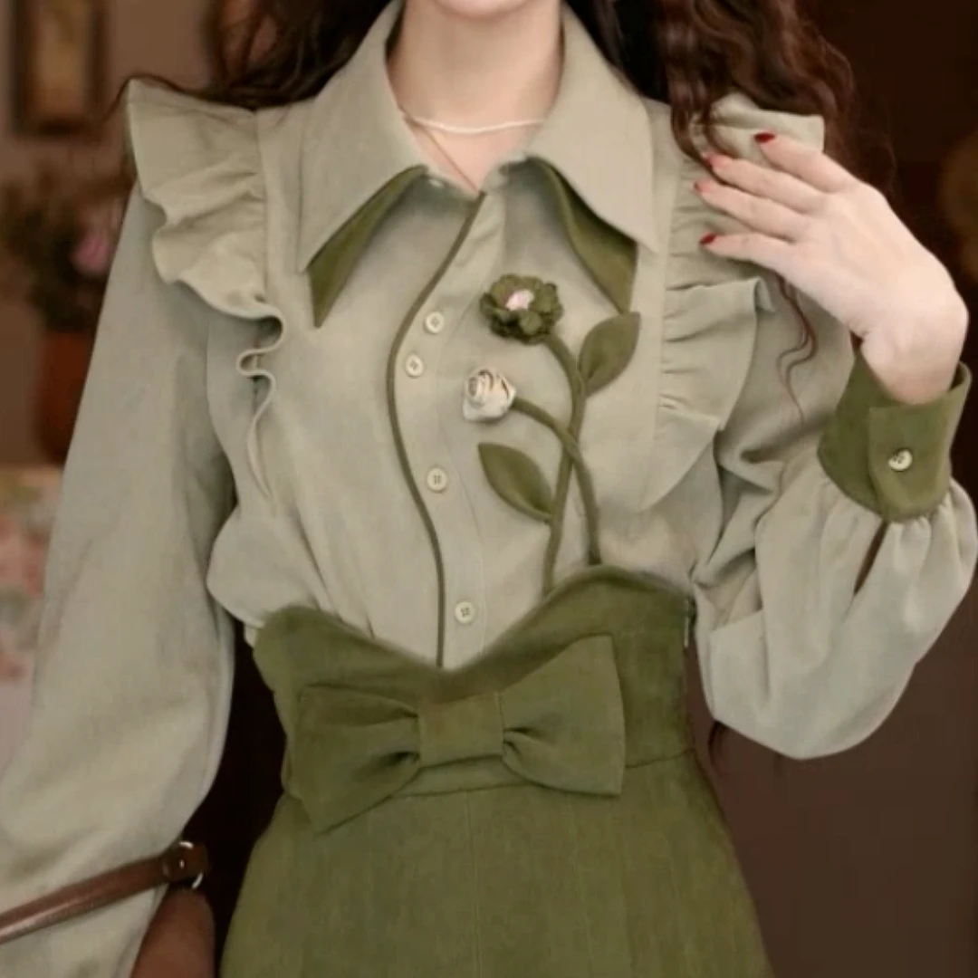 （现货）美丽【昭清栀】港味复古显瘦气质设计感上衣29356