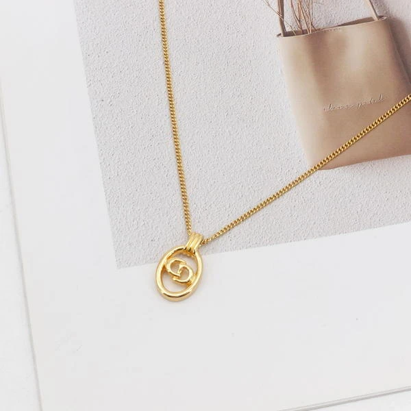 95新 DIOR/迪奥 迪奥/GGS迪奥金色cd项链/项链/吊坠/87213028