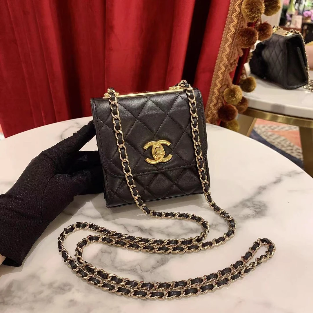 95新 Chanel/香奈儿 trendy cc mini黑金羊皮 76638176