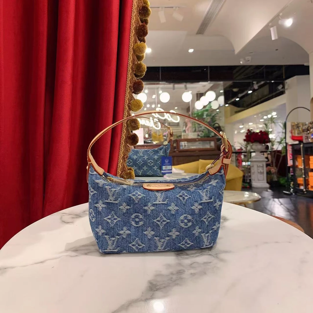 99新 LouisVuitton/路易威登 GGS饭盒包蓝色牛仔单肩包/19366172