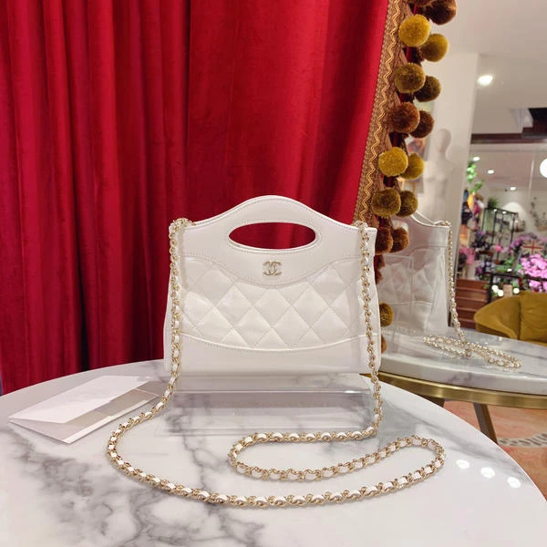 95新 Chanel/香奈儿 24s 31bag nano白金光泽羊皮芯片款/87210120