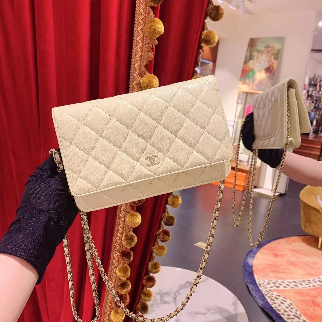 99新 Chanel/香奈儿 香奈儿/GGS香奈儿发财woc黄金荔枝牛皮芯片款