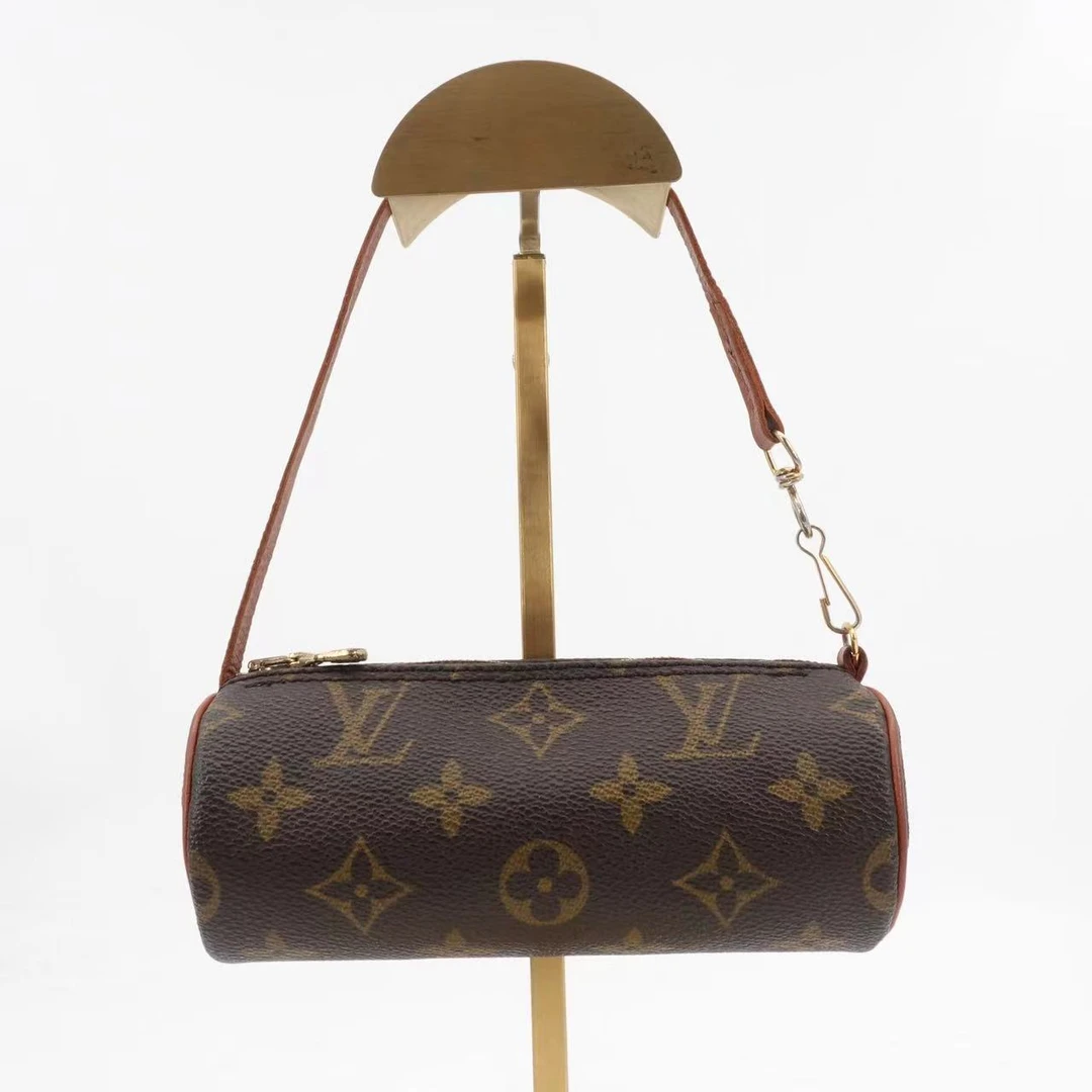 95新 LouisVuitton/路易威登 小圆筒mini红皮老花金扣手/30326206