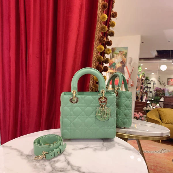 95新 DIOR/迪奥 GGS戴妃四格绿色金扣羊皮20年/单肩包60149145