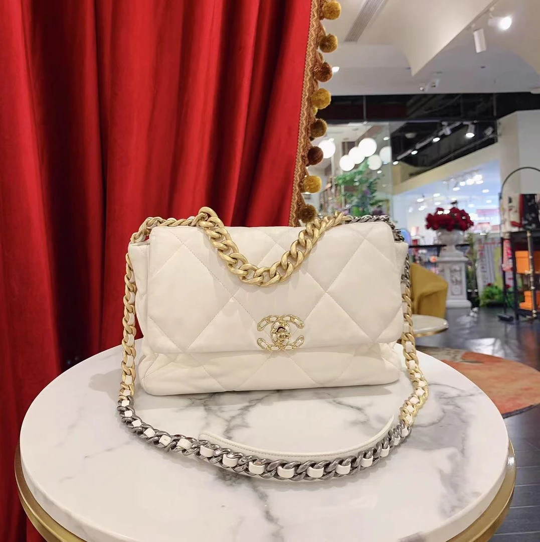 95新 Chanel/香奈儿 19bag中号白金扣单肩包61289816