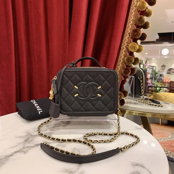 95新 Chanel/香奈儿 vanity case相机包小号黑金/49319303