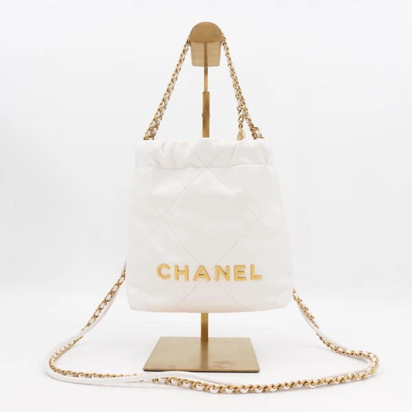 95新 Chanel/香奈儿 香奈儿22bag垃圾袋mini白金牛皮75670315