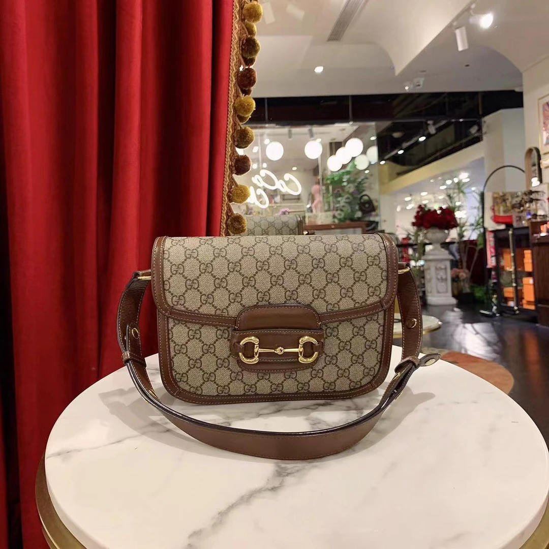 99新 GUCCI/古驰 GGS古驰1955马鞍包小号老花金扣单肩包/21750315