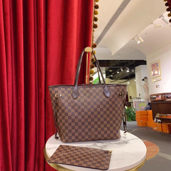 95新 LouisVuitton/路易威登 GGS｜路易威登neverfull中号棕色棋
